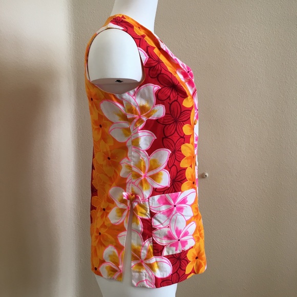 Vintage Pacific Isle Hawaiian Pink Top Homemade Small Aloha Top Orange Flowers - Picture 4 of 7